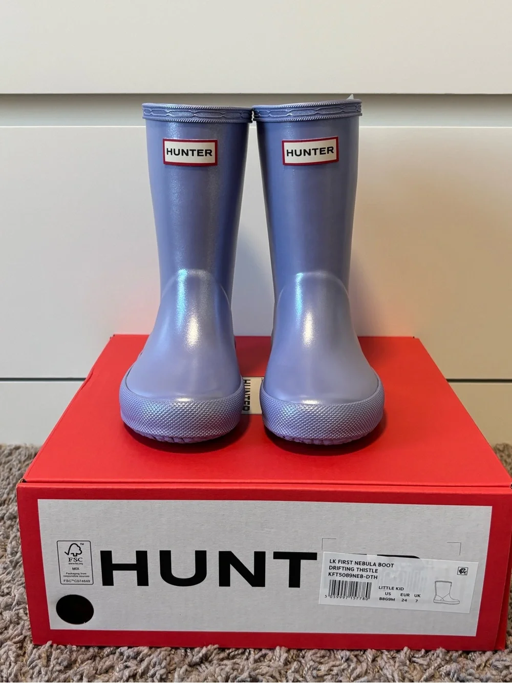Hunter Girl's Original First Classic Nebula Rain Boots Size 8/9 (UK 7)